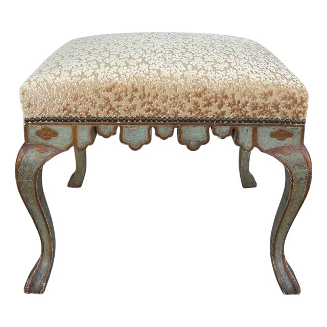 Panache for Michael Taylor Cut Velvet Upholstered Bench Ottoman For Sale