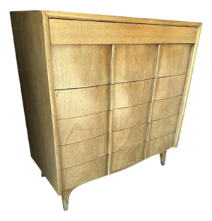 Bleached Mahogany American of Martinsville Fully Restored Chest of Drawers -Vintage 1950s