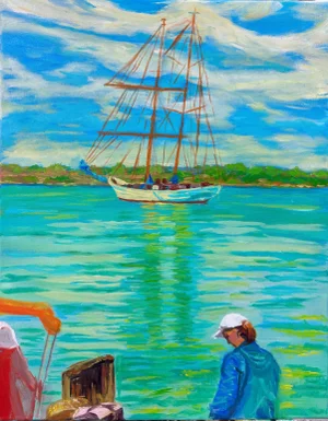 "Woods Hole Women" Oil on Canvas by Susan Stewart