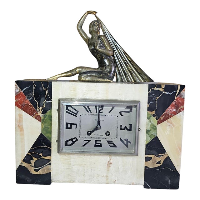 Late 19th Century Japy Freres Art Deco Marble Mantel Clock For Sale