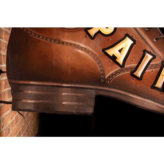 Metal Vintage Double-Sided Boot Form "Repairing" Illuminated Trade Sign For Sale - Image 7 of 15