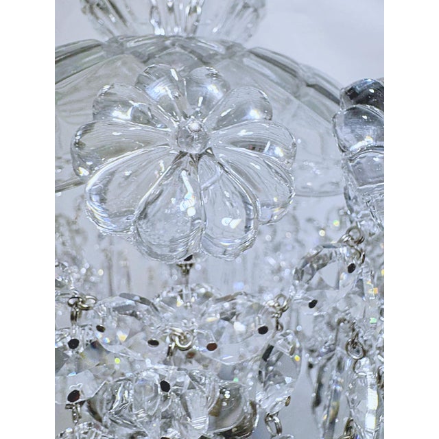 Metal Vintage Hand Cut Glass Dish Basket Pendant For Sale - Image 7 of 10