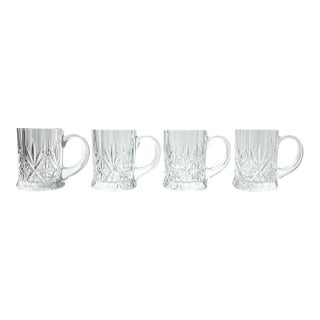 Cristal D’Arques “Chantilly Taille Beaugency” Set of 4 Crystal Mugs For Sale