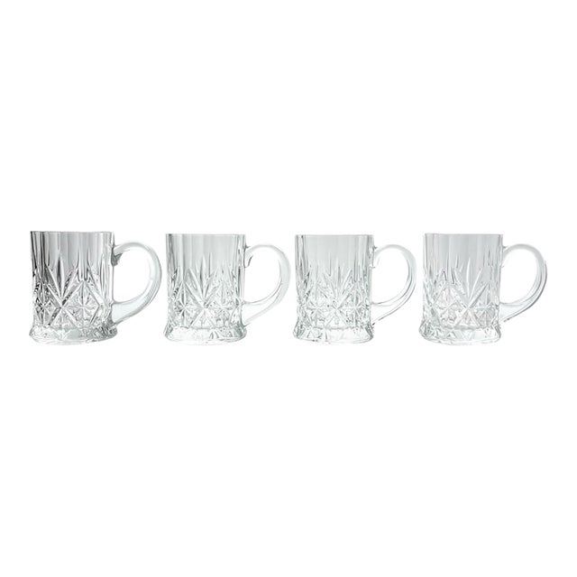Cristal D’Arques “Chantilly Taille Beaugency” Set of 4 Crystal Mugs For Sale