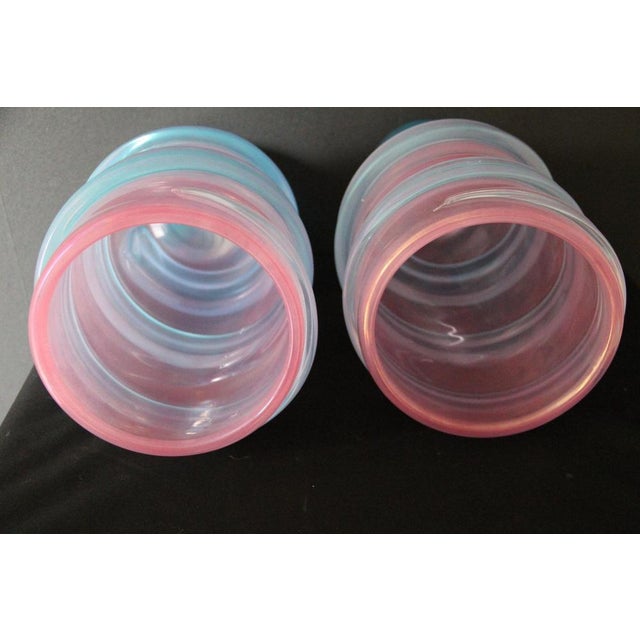 Large Pink and Iridescent Turquoise Murano Glass Vases by Gino Cenedese, 1980s, Set of 2 For Sale - Image 13 of 18