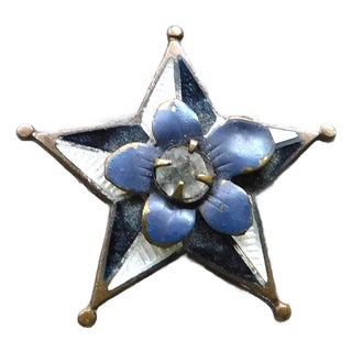 Antique Petite French Enamel Star Pin For Sale
