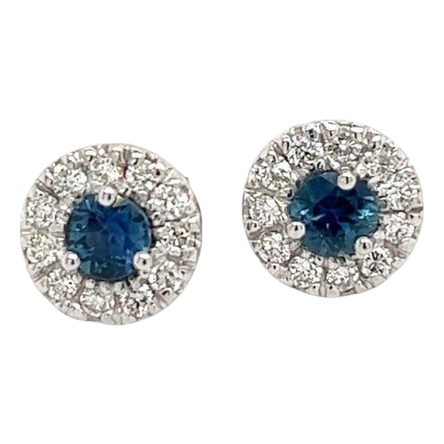 Natural Sapphire Diamond Stud Earrings 14k Gold 1.09 TCW Certified For Sale