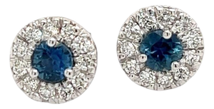 Natural Sapphire Diamond Stud Earrings 14k Gold 1.09 TCW Certified
