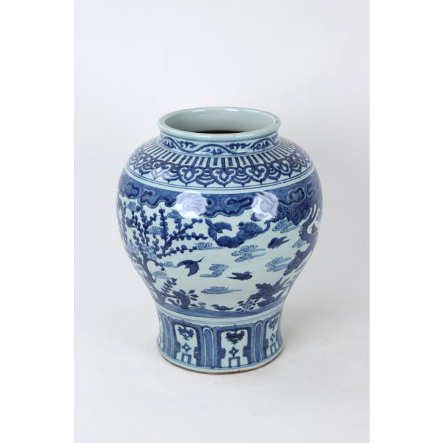 19th Century Ching Dynasty Blue and White Temple Vase Chairish