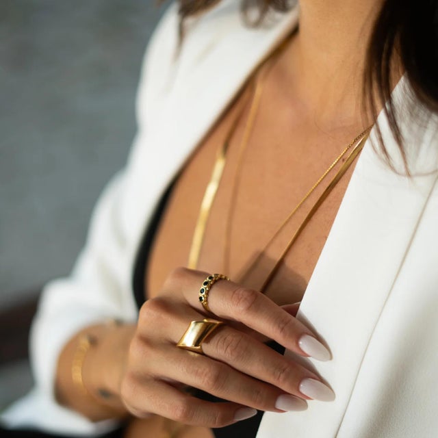 Metal Infinity Fold Gold Unique Adjustable Ring, Size 8 For Sale - Image 7 of 11