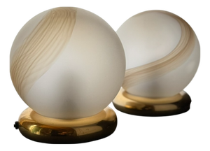 Sculptural Table Lamps with Glass Globes, Set of 2