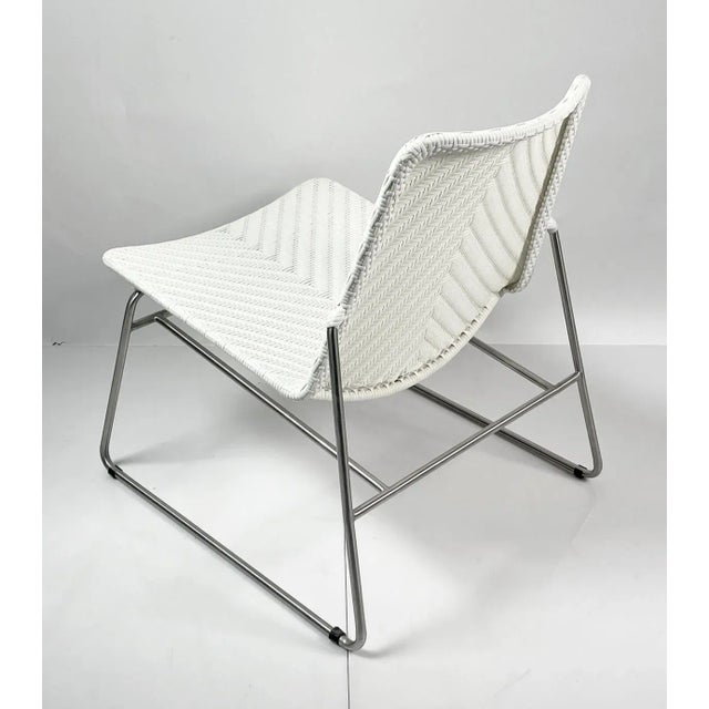 2000 - 2009 2000s Modern Chair With Chromed Frame and Faux Wicker Seat For Sale - Image 5 of 10