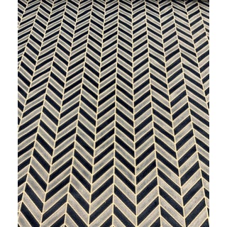 Kravet Couture: Pinnacle Velvet - Navy. 34779.5 Abstract Chevron Designer Fabric - 2.5 Yards For Sale