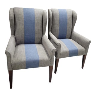 Cr Laine Savoy Arm Chairs Striped Wingback - Set 2 For Sale