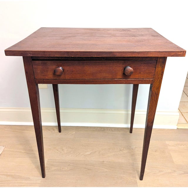 This cohesive, honest and highly authentic walnut American Federal (Hepplewhite-style) country work stand was hand-crafted...