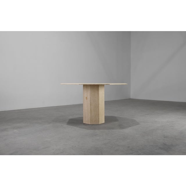 Mid-Century Italian Octagonal Travertine Dining Table, 1980s For Sale - Image 9 of 13
