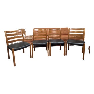 Set of 4 Danish Teak Ladder Back Dining Chairs For Sale