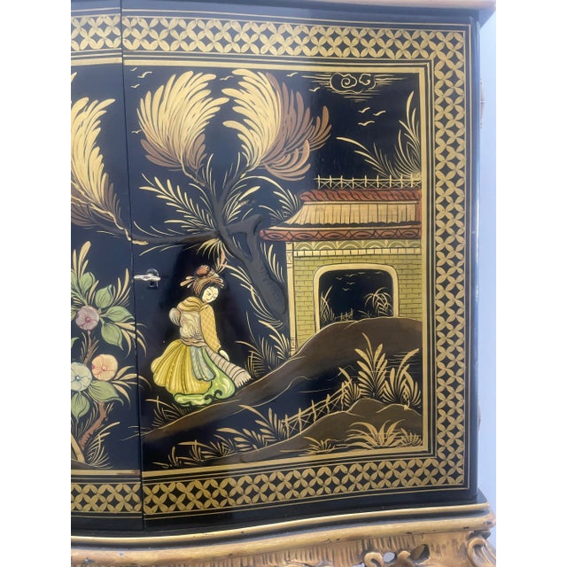 19th Century Petite Rococo Style Asian Dry Bar Chinoiserie Hand Painted ...