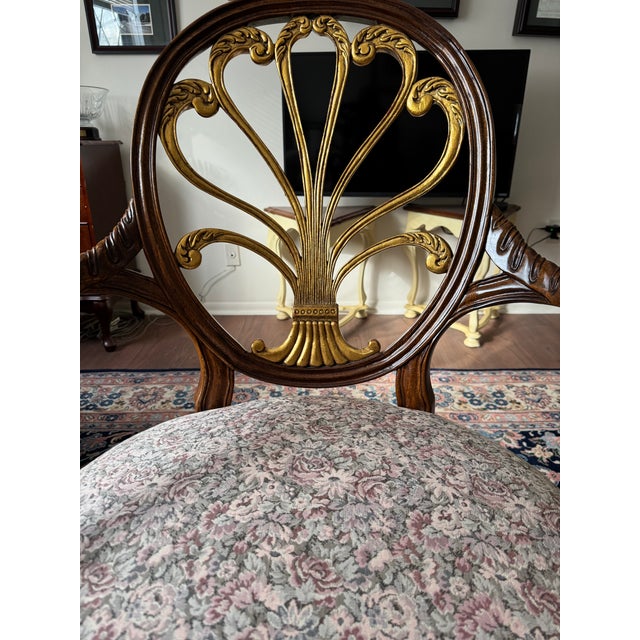 Brown Mid 20th Century Pair Hickory Chair Anthenion Accent Arm Chairs Gold Gilt Floral Upholstered For Sale - Image 8 of 12