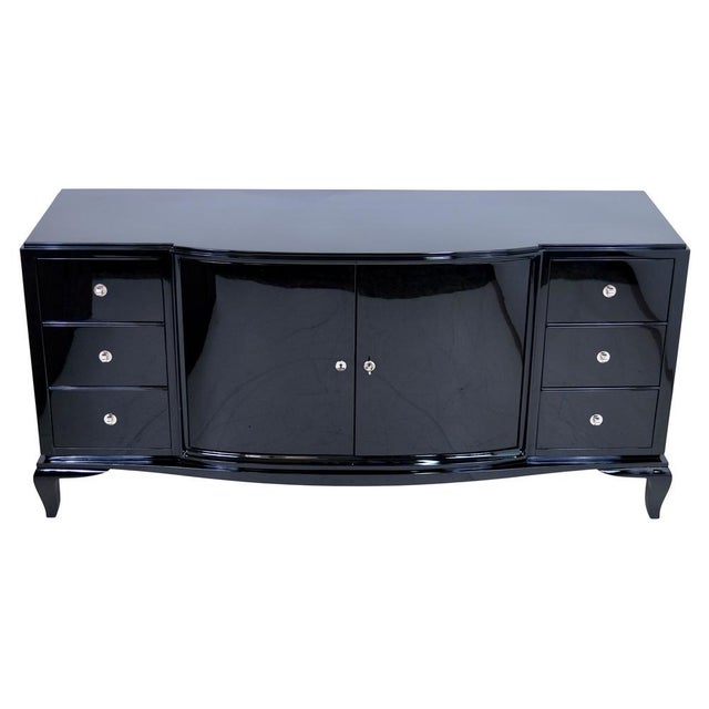 Art Deco Sideboard in High-Gloss Black Lacquer, 1930s For Sale - Image 4 of 8