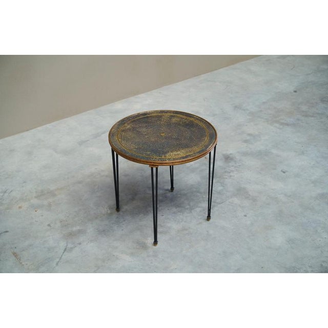 Mid-Century Side Table in Wrought Iron and Verre Eglomisé, 1940s For Sale - Image 11 of 17