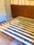 Wood Custom Wall to Wall Velvet Headboard and Walnut King Sized Bed Frame For Sale - Image 7 of 13
