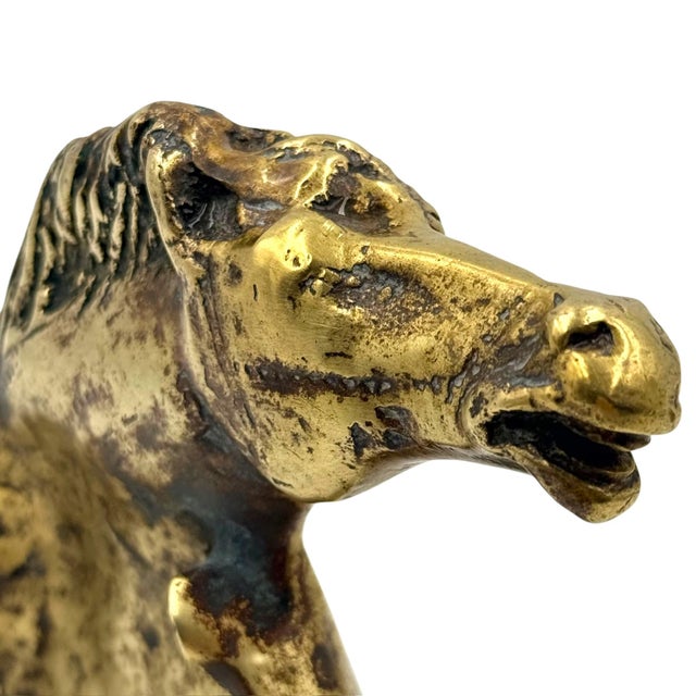 20th Century Italian Brass Horse Sculpture and Bookend, 1960s For Sale - Image 10 of 14