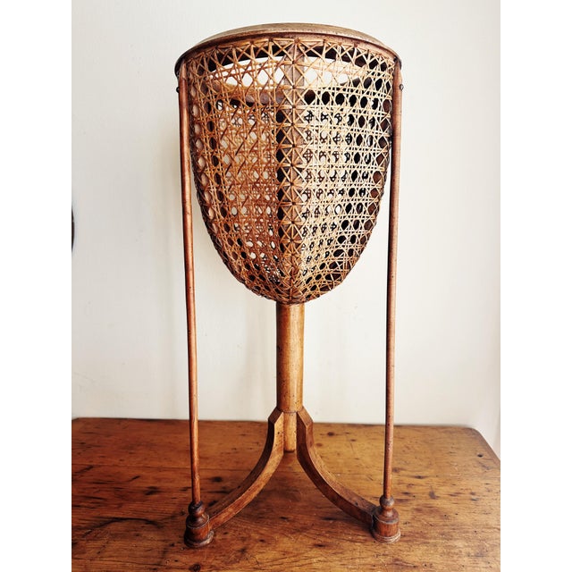 1910s 1910s Carved Fruitwood Plant Stand With Cane Basket For Sale - Image 5 of 12
