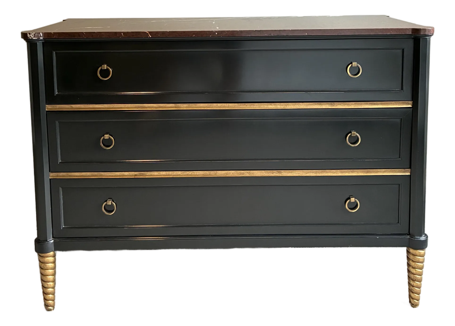 black marble top dresser Adrien 6-Drawer Dresser, Timeless design Logan black marble low dresser.