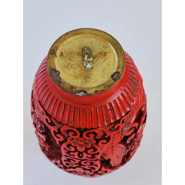 Vintage Chinese Cinnabar Vase For Sale - Image 9 of 9