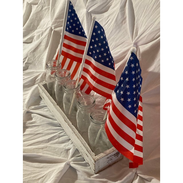 American 1990s Decor Vases in Wood Container. Adorable Versatile Decor to Add Flags, Flowers or Anything You Enjoy. For Sale - Image 3 of 8