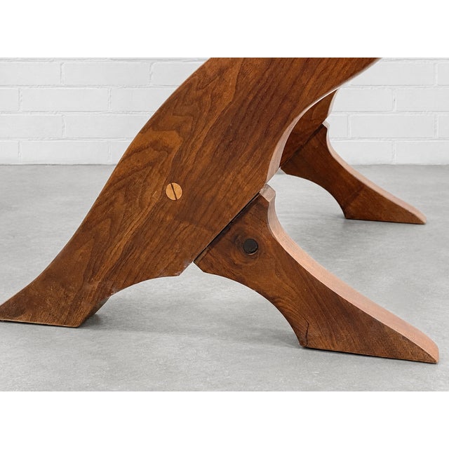 Wood Studio Made Handcrafted Solid Walnut + Cast Iron Tractor Seat Stool / Chair For Sale - Image 7 of 10