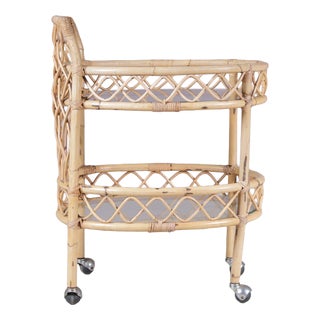 Bamboo Trolley with Glass Tops, Italy, 1950s For Sale
