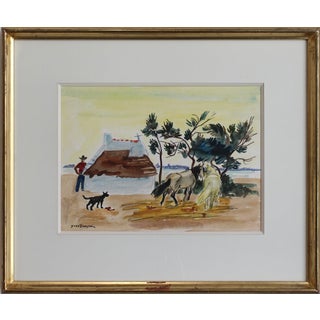 Yves Brayer, Cabane de Cacharel, 1950s, Gouache on Paper For Sale