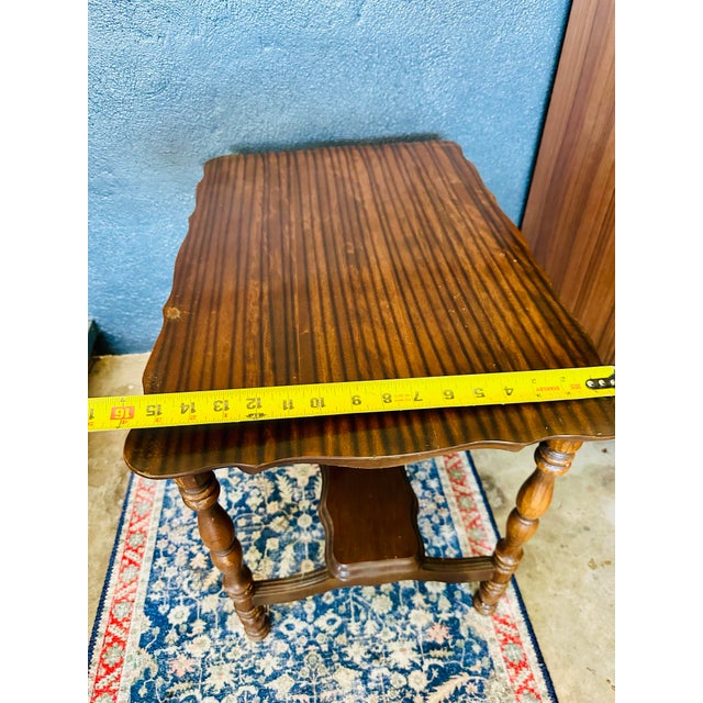 Vintage English Jacobean Style Side Table With Scalloped Top For Sale - Image 10 of 12