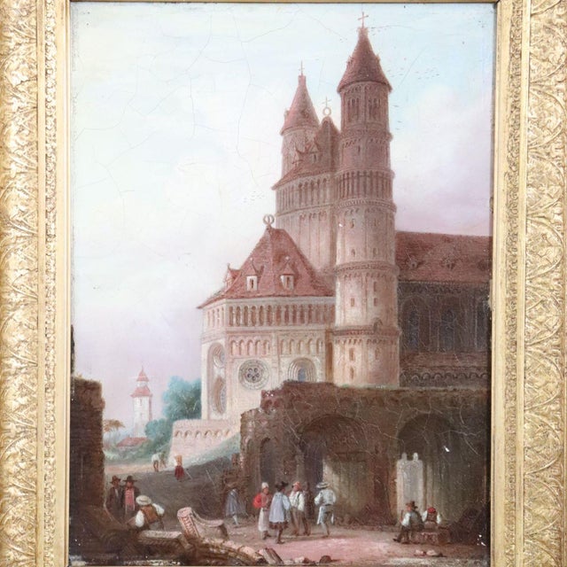 Worms Cathedral, Oil Painting on Board, 19th Century, Framed For Sale - Image 4 of 12