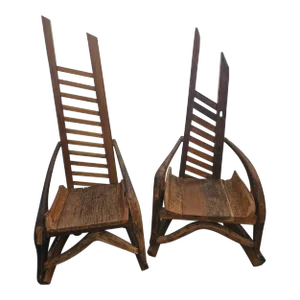 1990s Barn Style Rustic Pair of Chairs