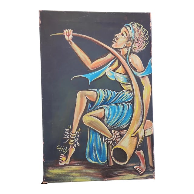 20th Century Cameroonian Artist Chux Original Oil on Canvas