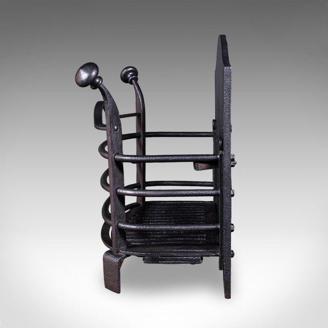 1900 - 1909 Small Antique Fire Grate, English, Cast Iron, Free Standing Fireplace, Victorian For Sale - Image 5 of 8