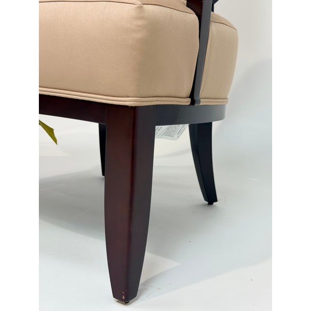 Taupe Barbara Barry for Baker Medallion Back Upholstered Armchair For Sale - Image 8 of 9