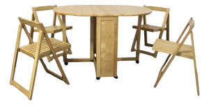 Scandinavian Folding Table and Chairs, 1980s, Set of 2