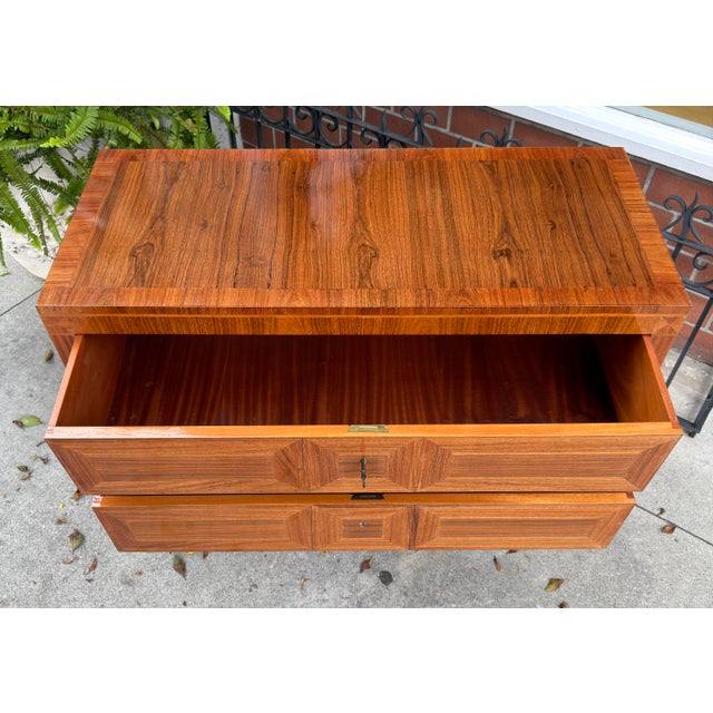 Wood 1 of 2 Dessin Fournir Neoclassical Style Burl Wood Inlaid Chest of Drawers For Sale - Image 7 of 8