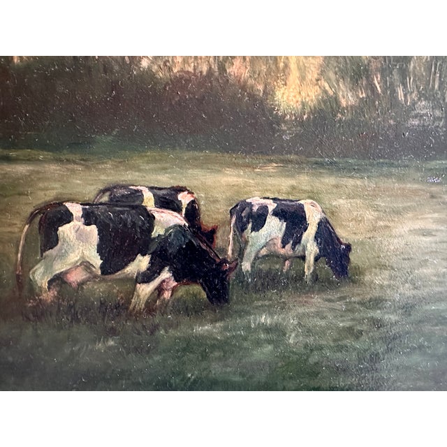 Gustafsen, Pastoral Landscape with Grazing Cows at Dusk, 2002, Oil Painting For Sale - Image 10 of 15