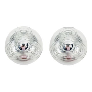 1970s Glass Wave/Futura Wall Lamps by Koch & Lowy for Peill & Putzler, Germany - a Pair For Sale