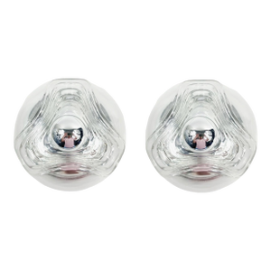1970s Glass Wave/Futura Wall Lamps by Koch & Lowy for Peill & Putzler, Germany - a Pair