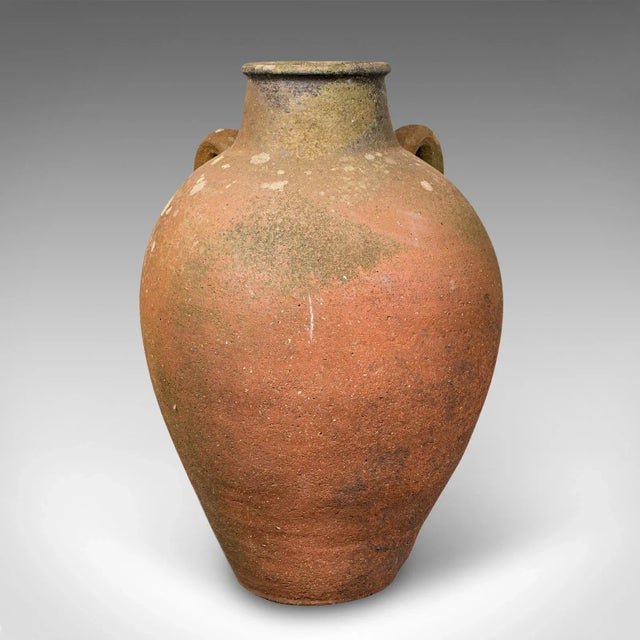 This is an antique olive planter. An Italian, terracotta garden jardiniere urn, dating to the late Victorian period, circa...