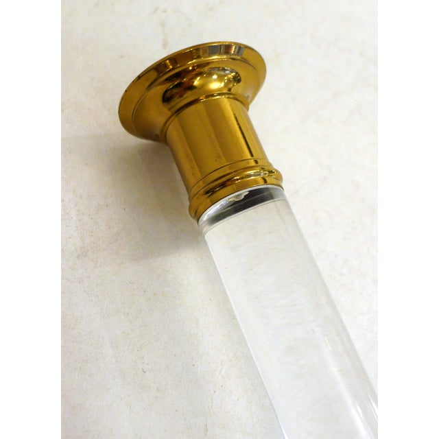 Vintage Column Candleholder in Gilded Brass and Transparent Acrylic Glass, 1970s For Sale - Image 9 of 10