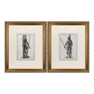 19th Century Engravings of Medeival English Knights Suits of Armour 1801- A Pair For Sale
