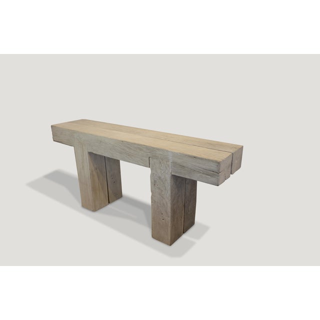 Contemporary Andrianna Shamaris St. Barts Teak Wood Log Console For Sale - Image 3 of 5