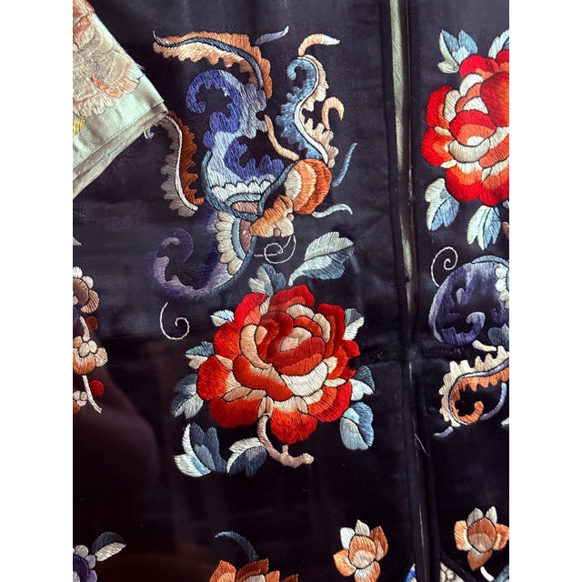 Wood Large Framed Stunning Antique Chinese Embroidered Robe Qing Dynasty For Sale - Image 7 of 12